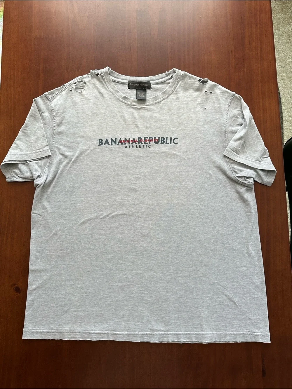 Vintage Banana Republic Light Gray Athletic Logo Short Sleeve Tee
